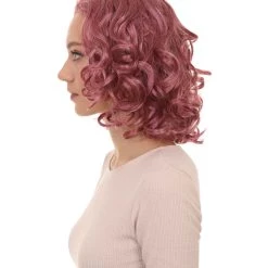 HPO Women's Pink Curly Womens Wig | Party Ready Fancy Cosplay Halloween Wig | Premium Breathable Capless Cap