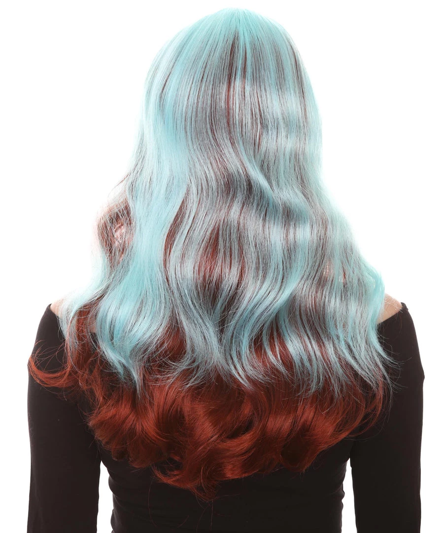 HPO Women's Long Wavy Blue & Brown Womens Wig | Fancy Party Event Ready Halloween Wig | Premium Breathable Capless Cap 4 HPO Women's Long Wavy Blue & Brown Womens Wig | Fancy Party Event Ready Halloween Wig | Premium Breathable Capless Cap