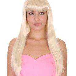 HPO Women's Womens Blonde Long Bob Wig | Glamour Fashion Cosplay Halloween Wig | Premium Breathable Capless Cap