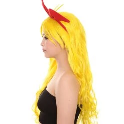 HPO Womens Manga Wig With Red Bow Set | Yellow TV/Movie Wigs | Premium Breathable Capless Cap