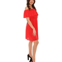 HPO Adult Women's Off Shoulder Party Dress Costume | Red Halloween Costume 14 HPO Adult Women's Off Shoulder Party Dress Costume | Red Halloween Costume