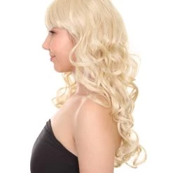 HPO Blonde Long Curly Sexy Womens Wig | Long Curly Fashion Cosplay Halloween Wig | Premium Breathable Capless Cap Women's