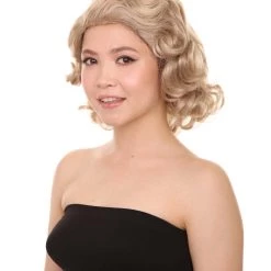 HPO Women's Women Short Wavy Blonde Wig | Premium Breathable Capless Cap