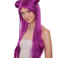 Adult Women's 26" Double Buns Anime Wig, Synthetic Soft Fiber Hair | HPO