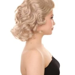 HPO Women's Women Short Wavy Blonde Wig | Premium Breathable Capless Cap