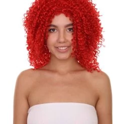Adult Women's 18" Inch Long Length Curly Halloween Queen Of Drag Fierce Fire Red Wig, Synthetic Soft Savage Fiber Hair, Capless Cap Design For Comfort And Fit | HPO