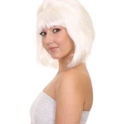 HPO 60's Groovy Bouffant Womens Wig | White Vintage Wig | Premium Breathable Capless Cap