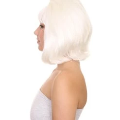 HPO 60's Groovy Bouffant Womens Wig | White Vintage Wig | Premium Breathable Capless Cap