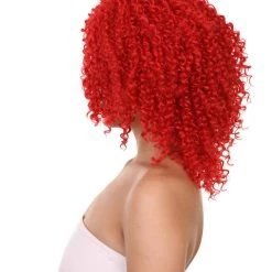 Adult Women's 18" Inch Long Length Curly Halloween Queen Of Drag Fierce Fire Red Wig, Synthetic Soft Savage Fiber Hair, Capless Cap Design For Comfort And Fit | HPO 10 Adult Women's 18
