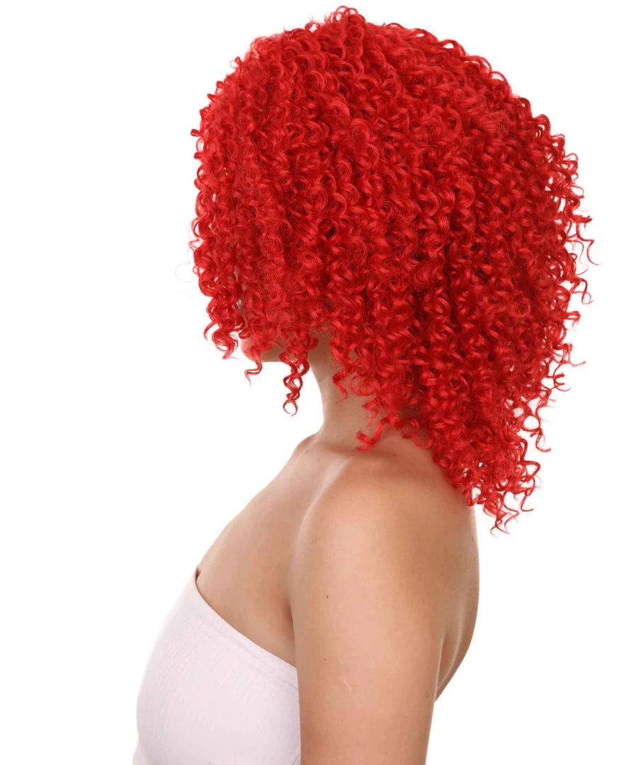 Adult Women's 18" Inch Long Length Curly Halloween Queen Of Drag Fierce Fire Red Wig, Synthetic Soft Savage Fiber Hair, Capless Cap Design For Comfort And Fit | HPO 3 Adult Women's 18" Inch Long Length Curly Halloween Queen Of Drag Fierce Fire Red Wig, Synthetic Soft Savage Fiber Hair, Capless Cap Design For Comfort And Fit | HPO