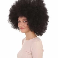 HPO Women's Womens Comedy Afro Wig | Black Oversized TV/Movie Wig | Premium Breathable Capless Cap