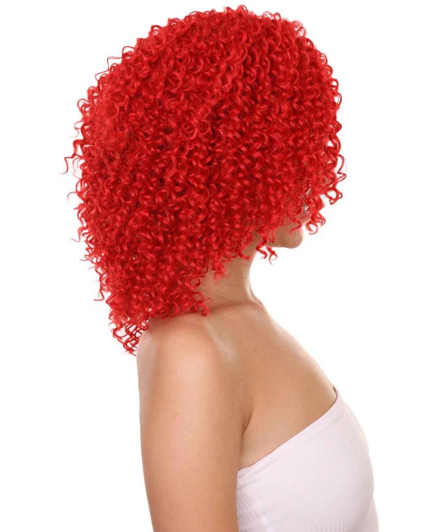 Adult Women's 18" Inch Long Length Curly Halloween Queen Of Drag Fierce Fire Red Wig, Synthetic Soft Savage Fiber Hair, Capless Cap Design For Comfort And Fit | HPO 5 Adult Women's 18" Inch Long Length Curly Halloween Queen Of Drag Fierce Fire Red Wig, Synthetic Soft Savage Fiber Hair, Capless Cap Design For Comfort And Fit | HPO