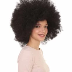HPO Women's Womens Comedy Afro Wig | Black Oversized TV/Movie Wig | Premium Breathable Capless Cap