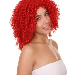 Adult Women's 18" Inch Long Length Curly Halloween Queen Of Drag Fierce Fire Red Wig, Synthetic Soft Savage Fiber Hair, Capless Cap Design For Comfort And Fit | HPO 13 Adult Women's 18