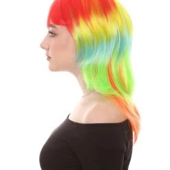 HPO Multicolor Womens Wig | Party Ready Fancy Cosplay Halloween Wig | Premium Breathable Capless Cap
