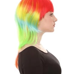 HPO Multicolor Womens Wig | Party Ready Fancy Cosplay Halloween Wig | Premium Breathable Capless Cap