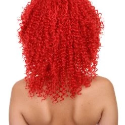 Adult Women's 18" Inch Long Length Curly Halloween Queen Of Drag Fierce Fire Red Wig, Synthetic Soft Savage Fiber Hair, Capless Cap Design For Comfort And Fit | HPO 11 Adult Women's 18