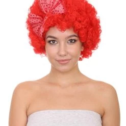 HPO Men's Red Butterfly Womens Wig | Super Size Jumbo Afro Character Cosplay Halloween Wig | Premium Breathable Capless Cap