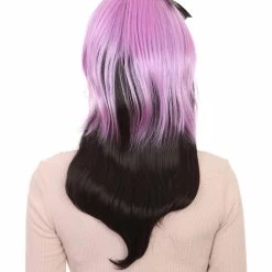 HPO Women's Womens Purple Black Cheerleader Wig | Party Ready Fancy Cosplay Halloween Wig | Premium Breathable Capless Cap