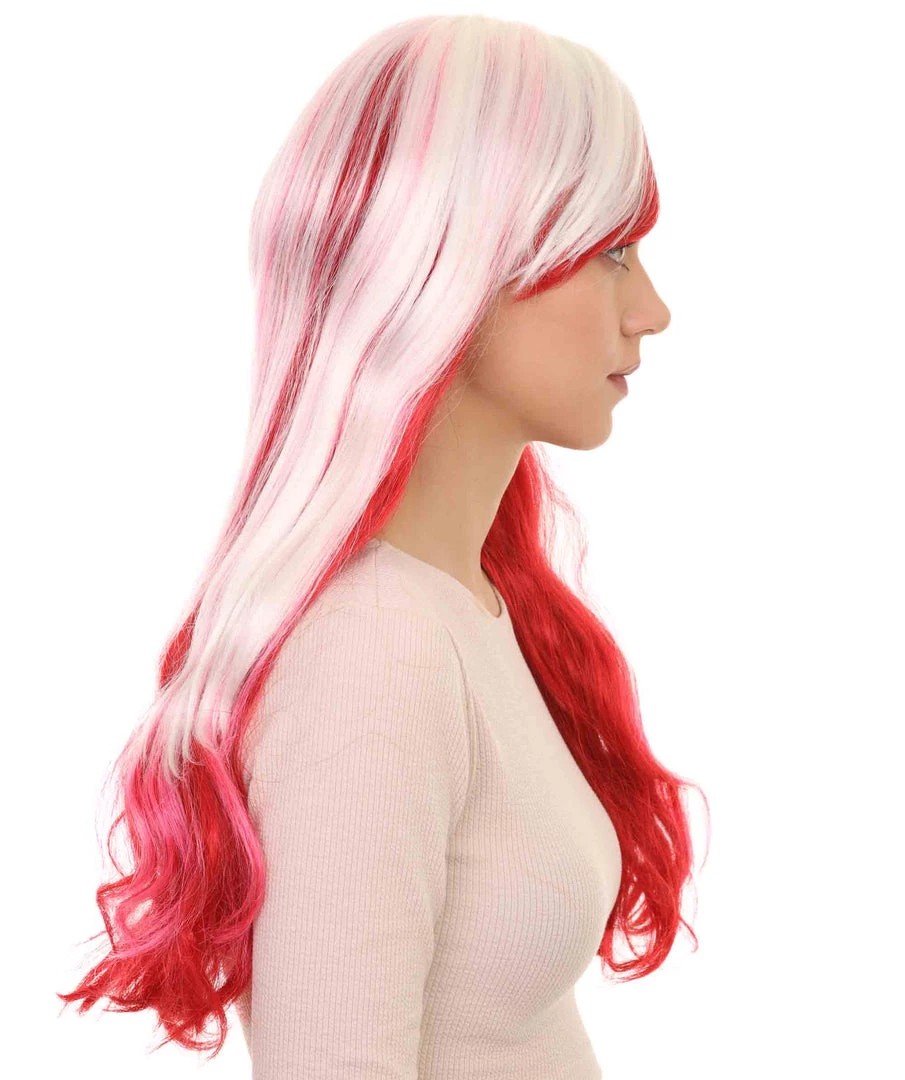 HPO Womens Fashion Lady Cosplay Long Curly Wavy Wig | White & Red Party Wigs | Premium Breathable Capless Cap 5 HPO Womens Fashion Lady Cosplay Long Curly Wavy Wig | White & Red Party Wigs | Premium Breathable Capless Cap