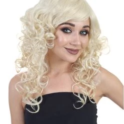 HPO Men's Blonde Curly Long Womens Wig | Glamour Fashion Cosplay Halloween Wig | Premium Breathable Capless Cap