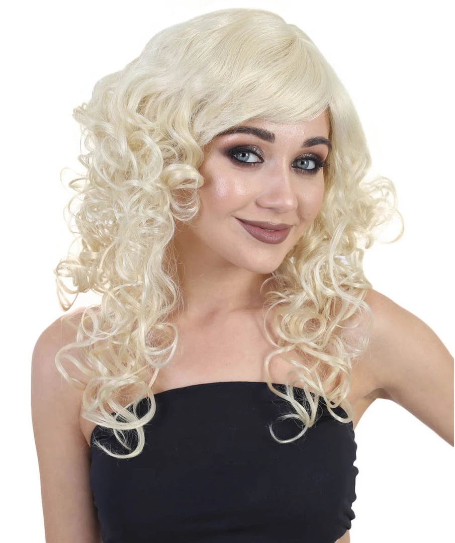 HPO Men's Blonde Curly Long Womens Wig | Glamour Fashion Cosplay Halloween Wig | Premium Breathable Capless Cap 1 HPO Men's Blonde Curly Long Womens Wig | Glamour Fashion Cosplay Halloween Wig | Premium Breathable Capless Cap
