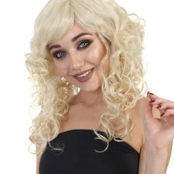 HPO Men's Blonde Curly Long Womens Wig | Glamour Fashion Cosplay Halloween Wig | Premium Breathable Capless Cap