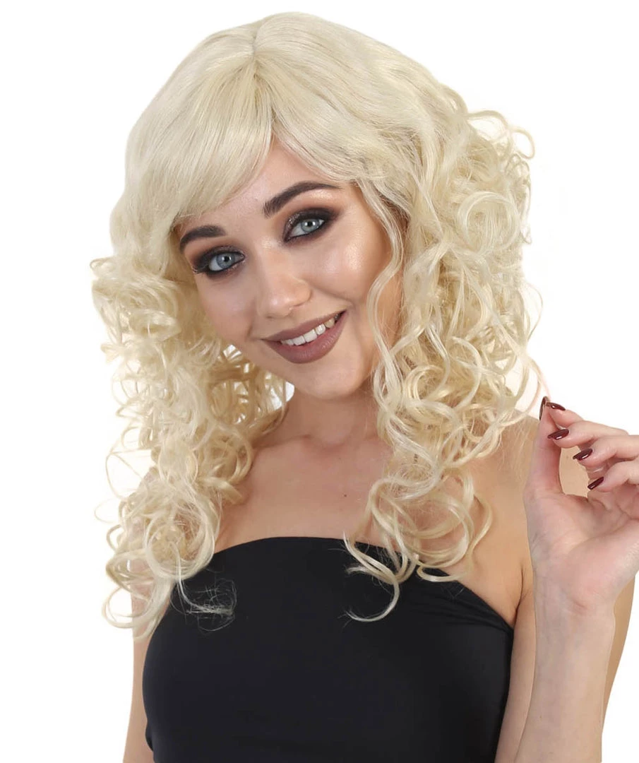 HPO Men's Blonde Curly Long Womens Wig | Glamour Fashion Cosplay Halloween Wig | Premium Breathable Capless Cap 2 HPO Men's Blonde Curly Long Womens Wig | Glamour Fashion Cosplay Halloween Wig | Premium Breathable Capless Cap