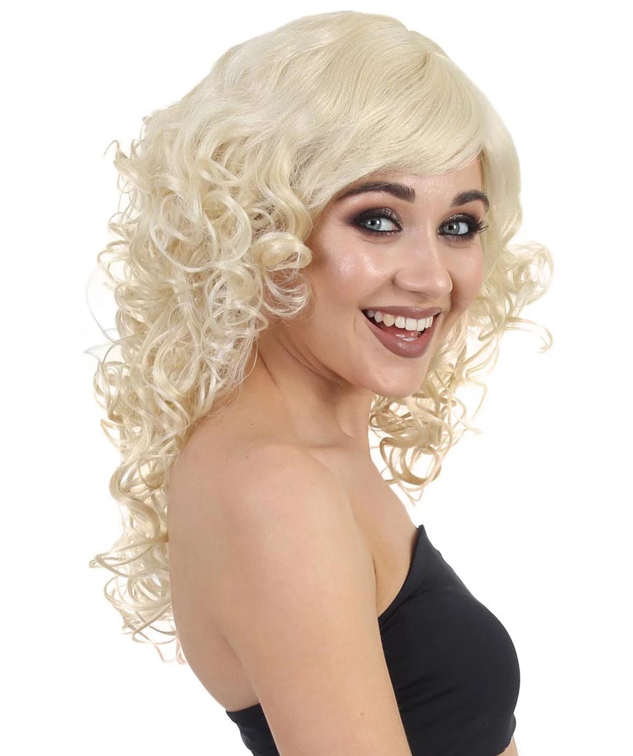 HPO Men's Blonde Curly Long Womens Wig | Glamour Fashion Cosplay Halloween Wig | Premium Breathable Capless Cap 5 HPO Men's Blonde Curly Long Womens Wig | Glamour Fashion Cosplay Halloween Wig | Premium Breathable Capless Cap