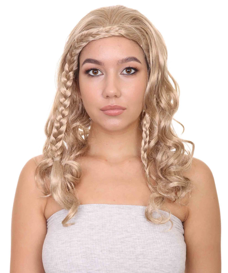 HPO Men's Long Curly Wave Braided Womens Wigs | Traditional Princess Blonde Wig | Premium Breathable Capless Cap 2 HPO Men's Long Curly Wave Braided Womens Wigs | Traditional Princess Blonde Wig | Premium Breathable Capless Cap