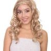 HPO Men's Long Curly Wave Braided Womens Wigs | Traditional Princess Blonde Wig | Premium Breathable Capless Cap