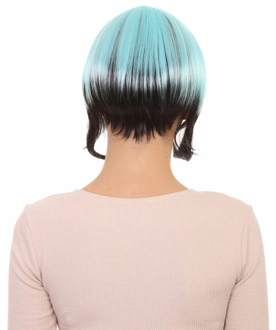 HPO Horror Blue Black Womens Wig | Gothic Black Sky Blue Fancy Halloween Wig | Premium Breathable Capless Cap Men's 4 HPO Horror Blue Black Womens Wig | Gothic Black Sky Blue Fancy Halloween Wig | Premium Breathable Capless Cap Men's