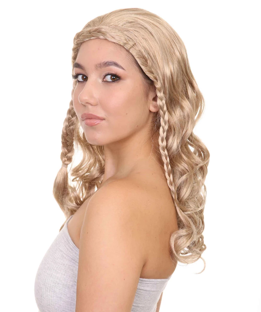 HPO Men's Long Curly Wave Braided Womens Wigs | Traditional Princess Blonde Wig | Premium Breathable Capless Cap 3 HPO Men's Long Curly Wave Braided Womens Wigs | Traditional Princess Blonde Wig | Premium Breathable Capless Cap