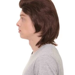 HPO Men's 80s Disco Men Wig | Brown Old Styled Cosplay Halloween Wig | Premium Breathable Capless Cap