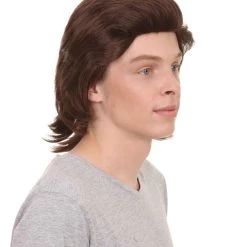 HPO Men's 80s Disco Men Wig | Brown Old Styled Cosplay Halloween Wig | Premium Breathable Capless Cap