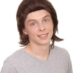 HPO Men's 80s Disco Men Wig | Brown Old Styled Cosplay Halloween Wig | Premium Breathable Capless Cap