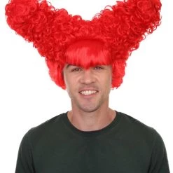 HPO Drama Queen Red Mens Wig | Red Cosplay Halloween Wig | Premium Breathable Capless Cap Men's
