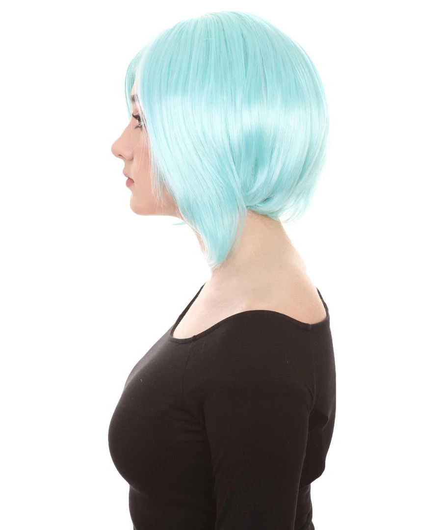 HPO Lt Blue Short Party Womens Wig | Fancy Party Event Ready Halloween Wig | Premium Breathable Capless Cap 3 HPO Lt Blue Short Party Womens Wig | Fancy Party Event Ready Halloween Wig | Premium Breathable Capless Cap