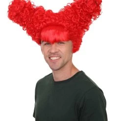 HPO Drama Queen Red Mens Wig | Red Cosplay Halloween Wig | Premium Breathable Capless Cap Men's