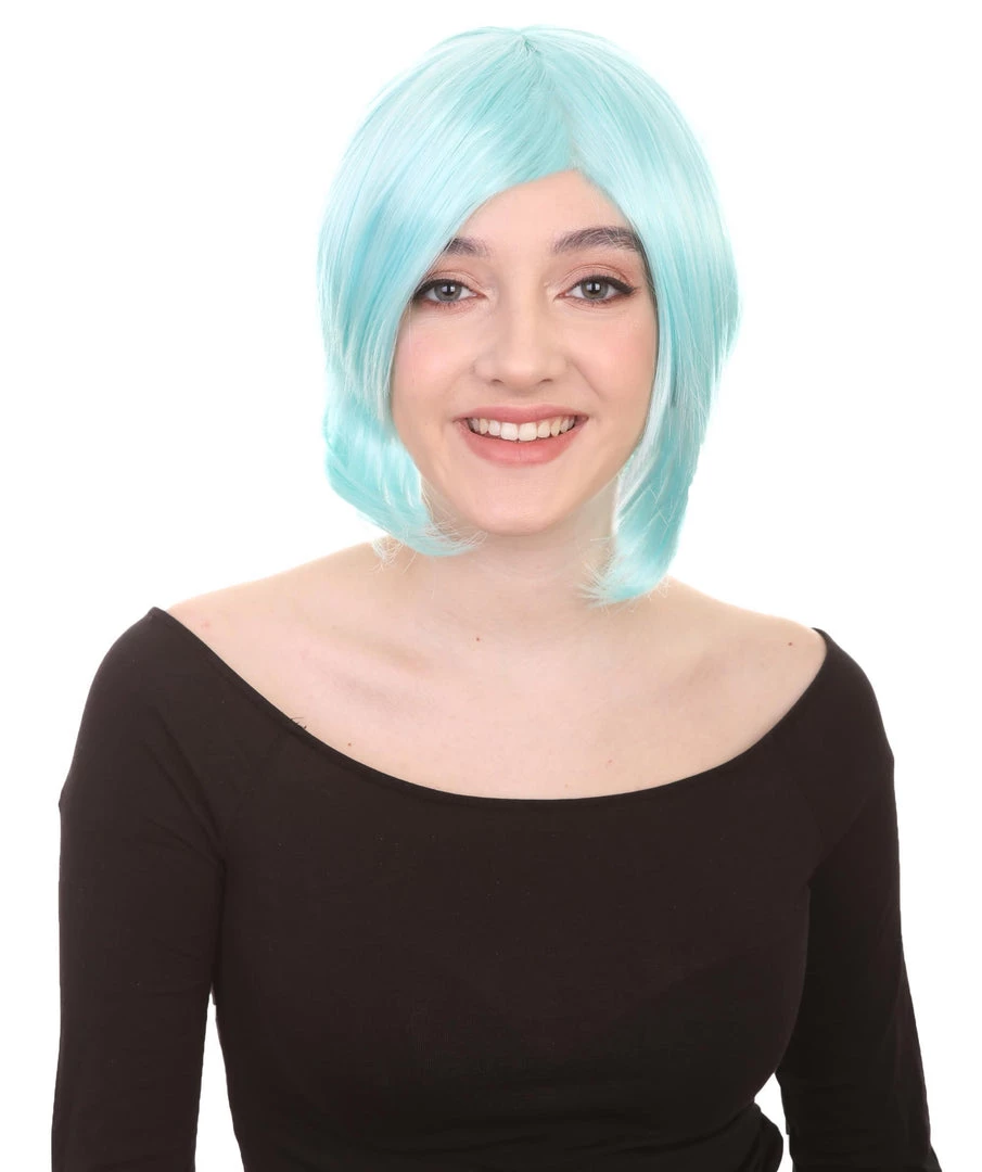 HPO Lt Blue Short Party Womens Wig | Fancy Party Event Ready Halloween Wig | Premium Breathable Capless Cap 1 HPO Lt Blue Short Party Womens Wig | Fancy Party Event Ready Halloween Wig | Premium Breathable Capless Cap