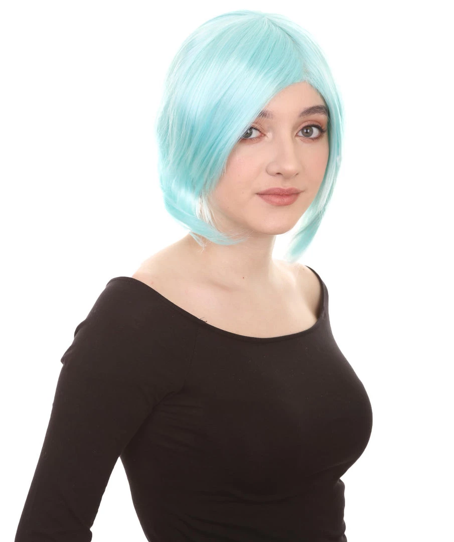 HPO Lt Blue Short Party Womens Wig | Fancy Party Event Ready Halloween Wig | Premium Breathable Capless Cap 4 HPO Lt Blue Short Party Womens Wig | Fancy Party Event Ready Halloween Wig | Premium Breathable Capless Cap