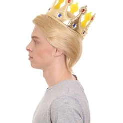 HPO President II Mens Wig W/ Golden Jeweled Crown | Blonde Wig | Premium Breathable Capless Cap