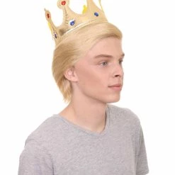 HPO President II Mens Wig W/ Golden Jeweled Crown | Blonde Wig | Premium Breathable Capless Cap