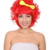 HPO Lady Wig | Womens Super Size Jumbo Character Red Cosplay Halloween Wig | Premium Breathable Capless Cap