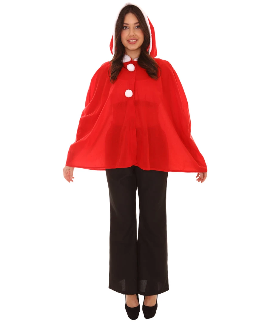 HPO Adult Women's Mrs Santa Claus Hooded Cape Costume | Red Christmas Costume 2 HPO Adult Women's Mrs Santa Claus Hooded Cape Costume | Red Christmas Costume
