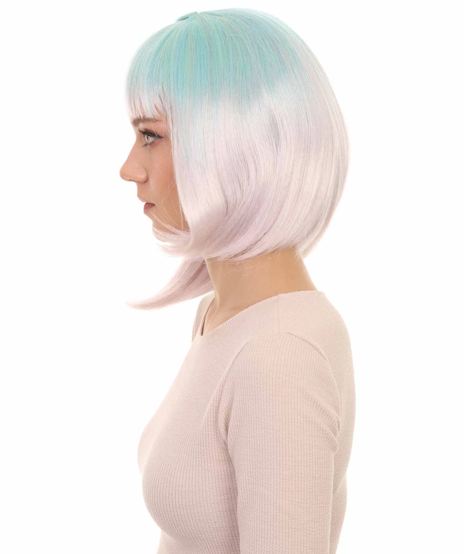 HPO Womens Blue White Ombre Doll Bob Wig | Ombre Fashion Wigs | Premium Breathable Capless Cap 3 HPO Womens Blue White Ombre Doll Bob Wig | Ombre Fashion Wigs | Premium Breathable Capless Cap