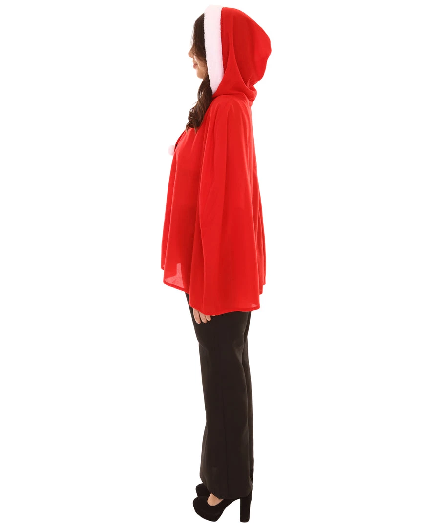 HPO Adult Women's Mrs Santa Claus Hooded Cape Costume | Red Christmas Costume 4 HPO Adult Women's Mrs Santa Claus Hooded Cape Costume | Red Christmas Costume