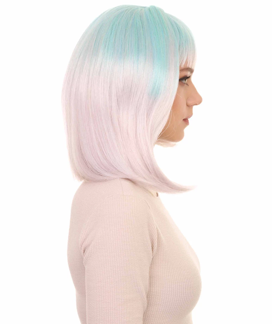 HPO Womens Blue White Ombre Doll Bob Wig | Ombre Fashion Wigs | Premium Breathable Capless Cap 5 HPO Womens Blue White Ombre Doll Bob Wig | Ombre Fashion Wigs | Premium Breathable Capless Cap