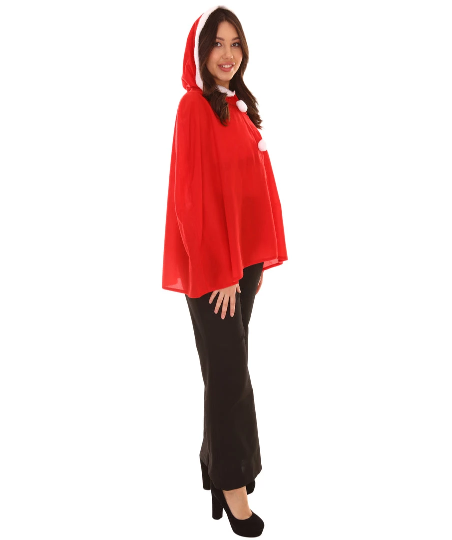 HPO Adult Women's Mrs Santa Claus Hooded Cape Costume | Red Christmas Costume 7 HPO Adult Women's Mrs Santa Claus Hooded Cape Costume | Red Christmas Costume