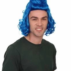 HPO Blue Mens Wig | Cosplay Halloween Wig | Premium Breathable Capless Cap Men's 14 HPO Blue Mens Wig | Cosplay Halloween Wig | Premium Breathable Capless Cap Men's